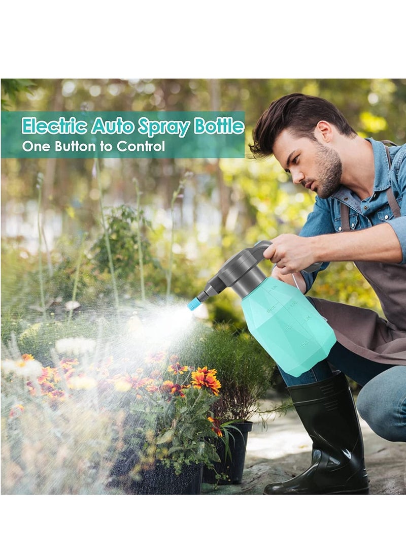 Electric Spray Bottle, Plant Mister for Indoor/Outdoor Plants, 2L Automatic Watering Can Rechargeable Battery Powered Sprayer with Adjustable Spout for Gardening, Fertilizing, Cleaning (Blue)