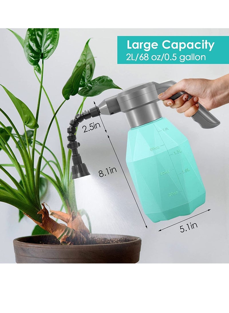 Electric Spray Bottle, Plant Mister for Indoor/Outdoor Plants, 2L Automatic Watering Can Rechargeable Battery Powered Sprayer with Adjustable Spout for Gardening, Fertilizing, Cleaning (Blue)