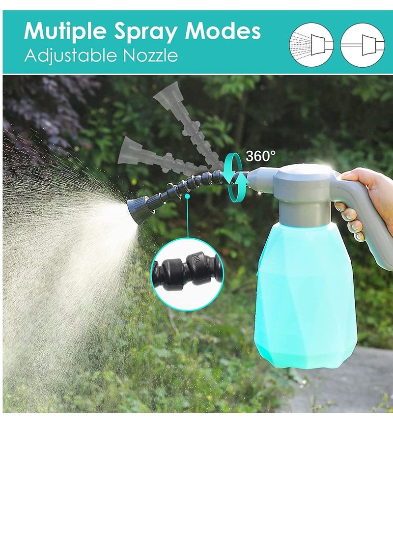 Electric Spray Bottle, Plant Mister for Indoor/Outdoor Plants, 2L Automatic Watering Can Rechargeable Battery Powered Sprayer with Adjustable Spout for Gardening, Fertilizing, Cleaning (Blue)