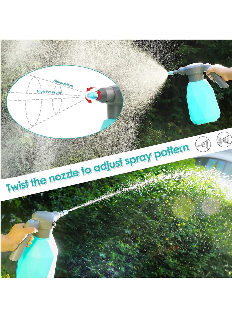 Electric Spray Bottle, Plant Mister for Indoor/Outdoor Plants, 2L Automatic Watering Can Rechargeable Battery Powered Sprayer with Adjustable Spout for Gardening, Fertilizing, Cleaning (Blue)