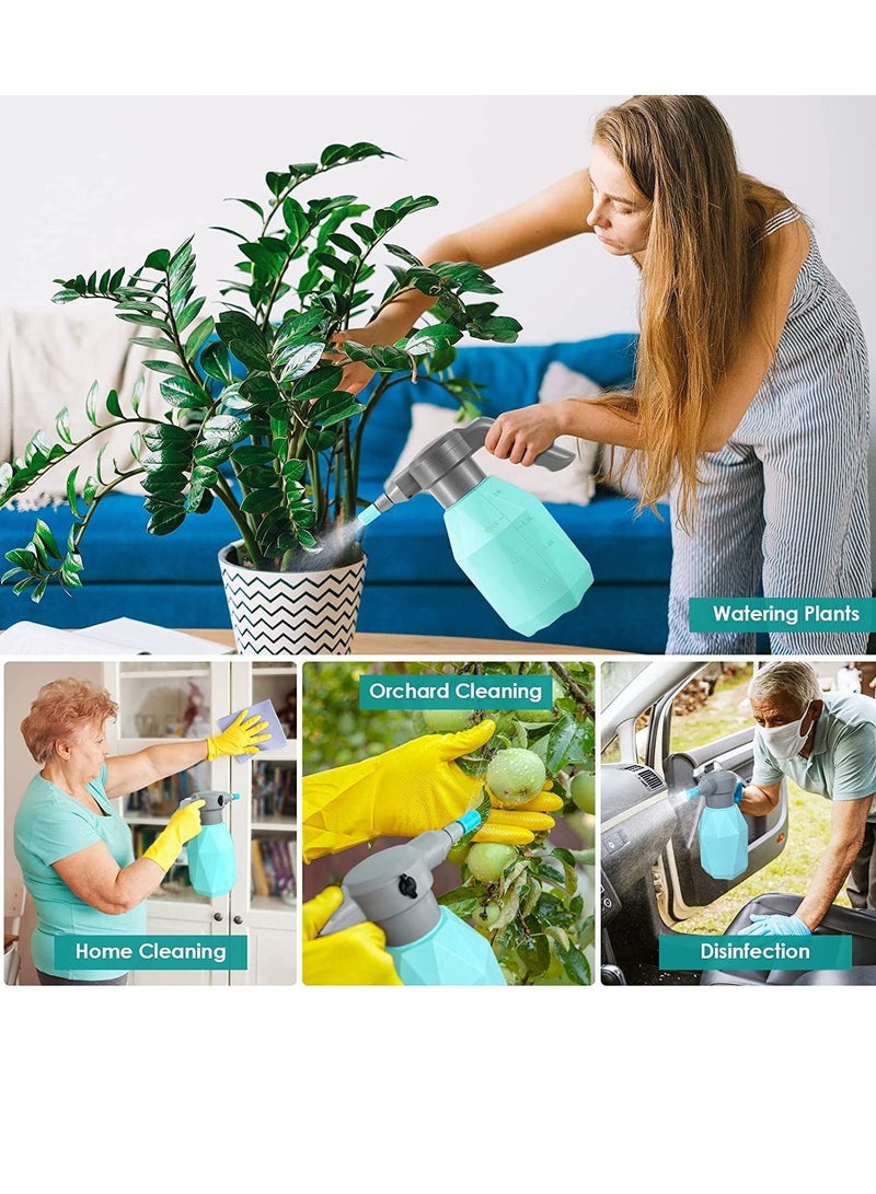 Electric Spray Bottle, Plant Mister for Indoor/Outdoor Plants, 2L Automatic Watering Can Rechargeable Battery Powered Sprayer with Adjustable Spout for Gardening, Fertilizing, Cleaning (Blue)
