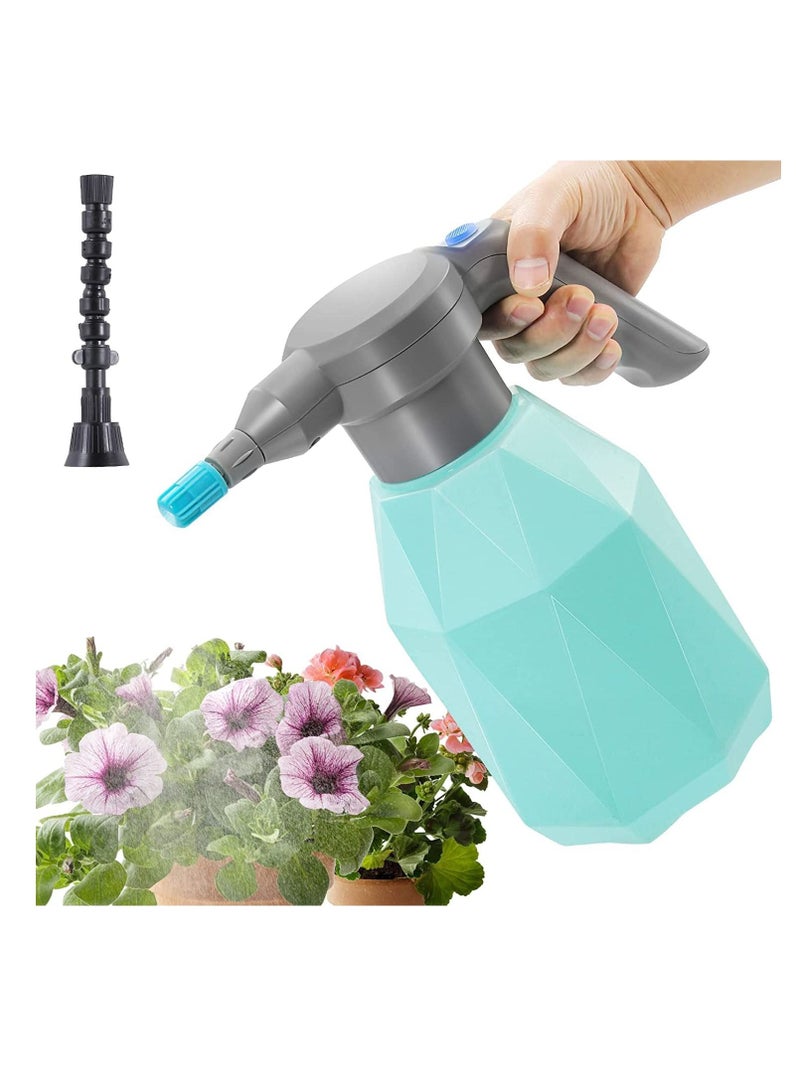 Electric Spray Bottle, Plant Mister for Indoor/Outdoor Plants, 2L Automatic Watering Can Rechargeable Battery Powered Sprayer with Adjustable Spout for Gardening, Fertilizing, Cleaning (Blue)