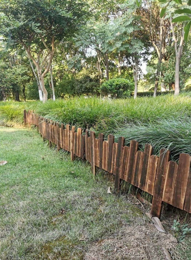 Wooden Picket Fence Garden Edging Border Brown 120x30x2cm
