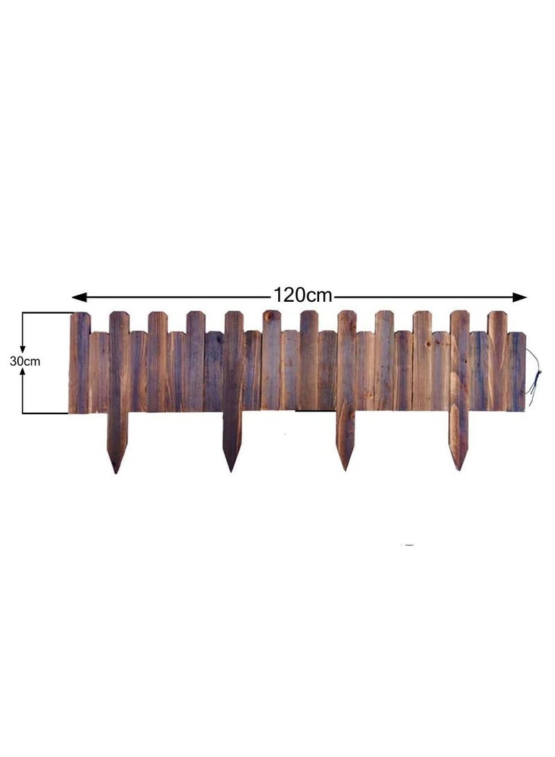 Wooden Picket Fence Garden Edging Border Brown 120x30x2cm