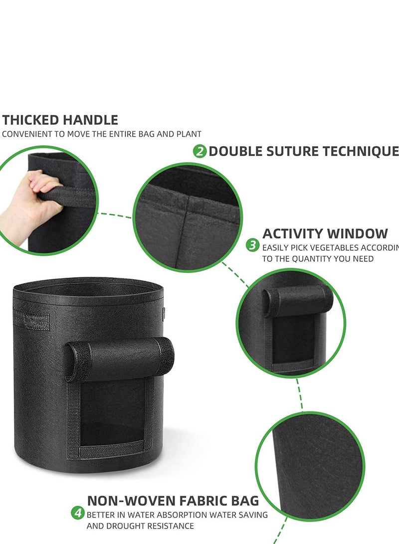 3 Pack Vegetable Grow Bags Gardening Plant Growing Bags Breathable Non-woven Fabric Plant Pots with Handles Indoor  Outdoor Grow Containers for Vegetable Flower Plant Fruits 7 Gallon