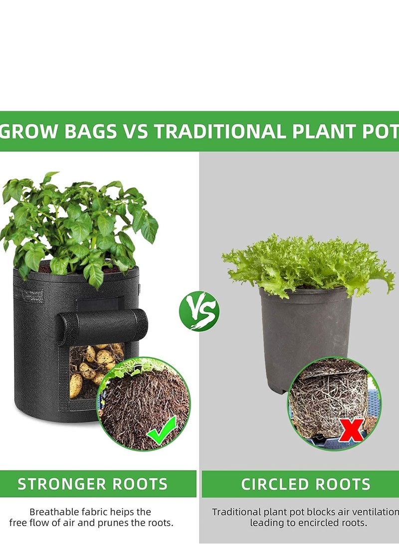 3 Pack Vegetable Grow Bags Gardening Plant Growing Bags Breathable Non-woven Fabric Plant Pots with Handles Indoor  Outdoor Grow Containers for Vegetable Flower Plant Fruits 7 Gallon