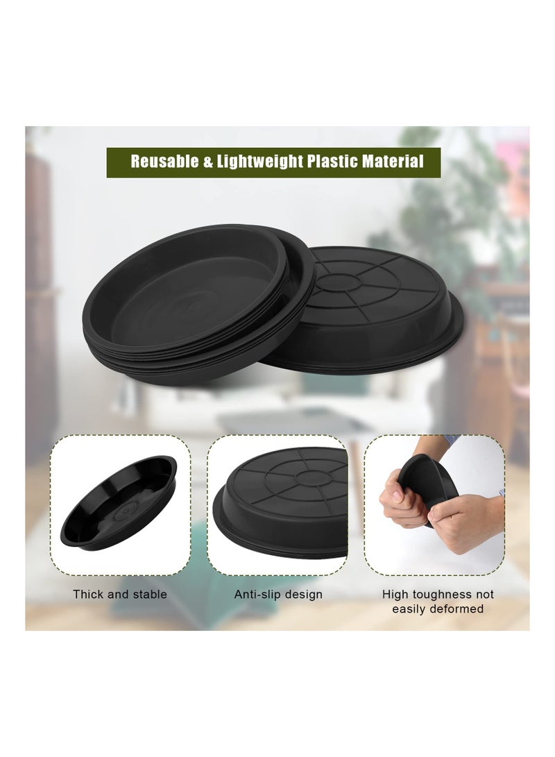 12Pcs Garden Plant Saucer, 5.5/6.2/7 Inch Round Plant Water Catcher Tray Flower Pot Drip Trays for Potted Plants, Surface Protection for Household Plants (Black)