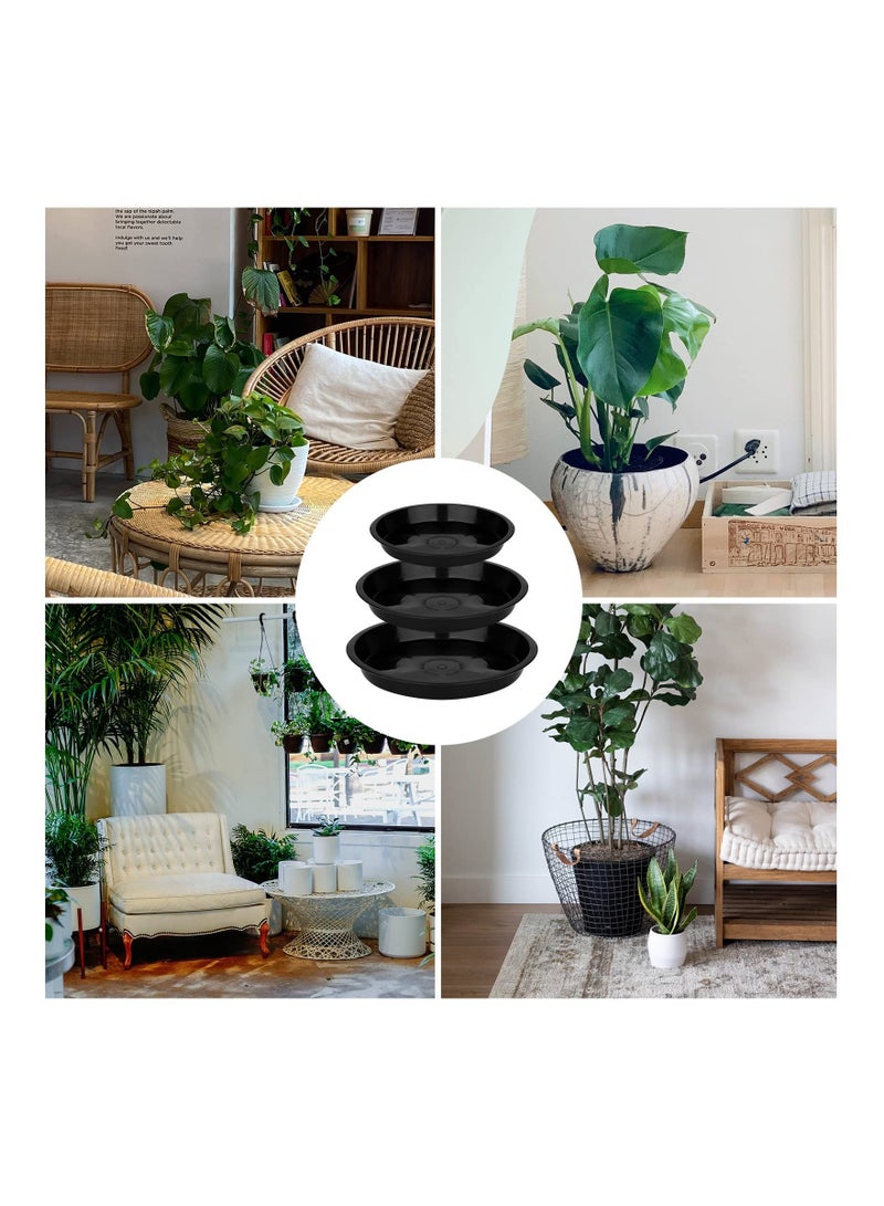 12Pcs Garden Plant Saucer, 5.5/6.2/7 Inch Round Plant Water Catcher Tray Flower Pot Drip Trays for Potted Plants, Surface Protection for Household Plants (Black)