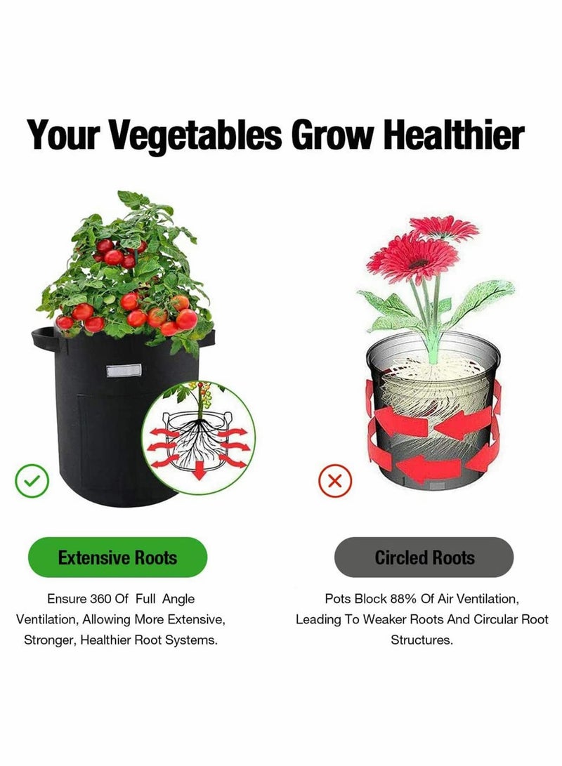 Potato Tomatoes Grow Bags 4 Pack Garden Vegetable Growing Bags Large Planting Pots with Window Flap and Handles for Strawberry, Tomatoes, Carrot, Flower and Vegetables (7 Gallon)