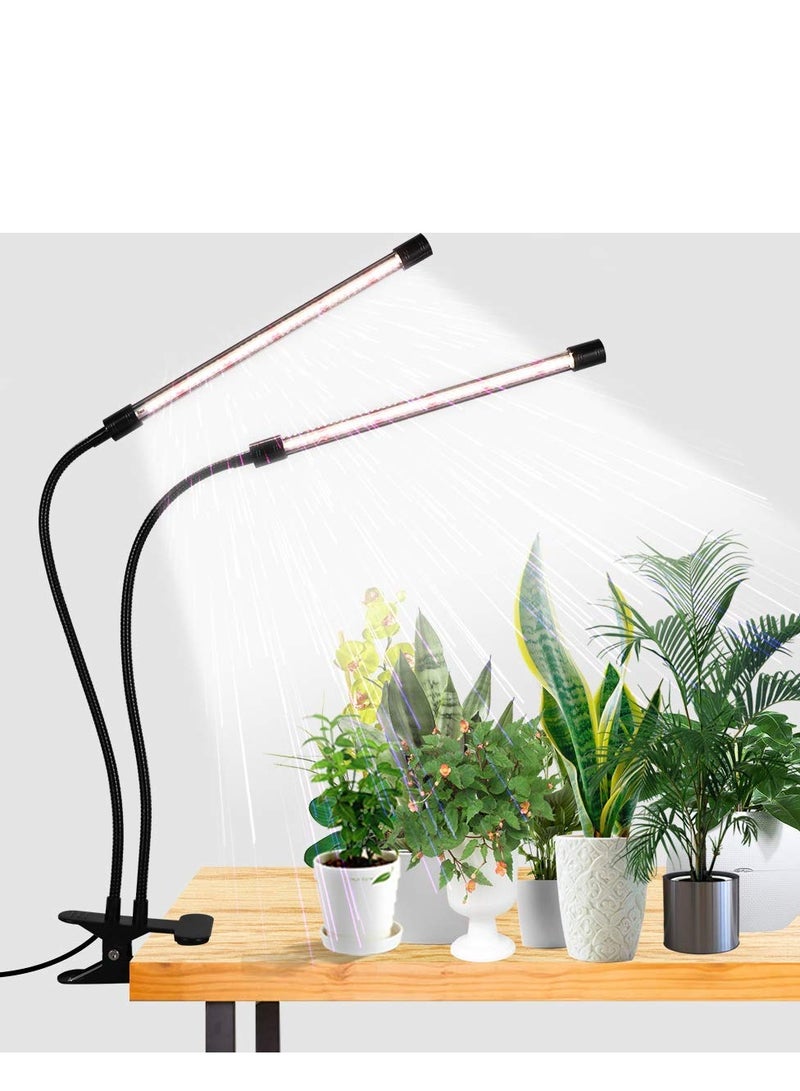 LED Grow Light,6000K Full Spectrum Clip Plant Growing Lamp with White Red LEDs for Indoor Plants,5-Level Dimmable,Auto On Off Timing 4 8 12Hrs