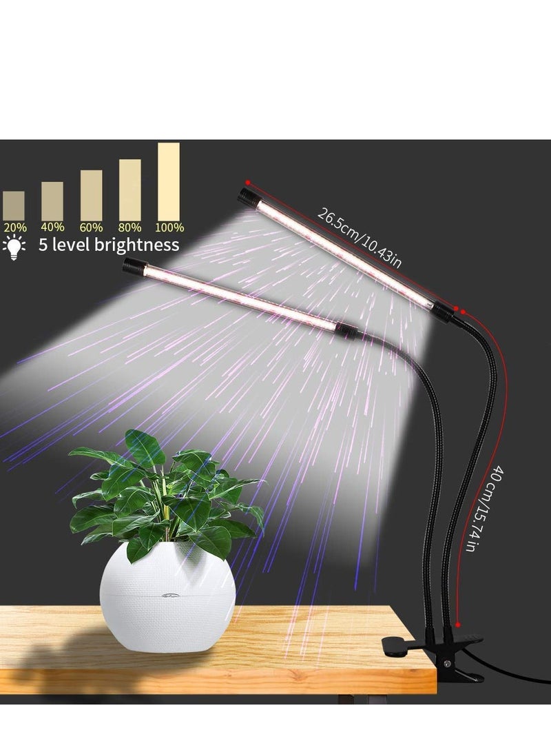 LED Grow Light,6000K Full Spectrum Clip Plant Growing Lamp with White Red LEDs for Indoor Plants,5-Level Dimmable,Auto On Off Timing 4 8 12Hrs