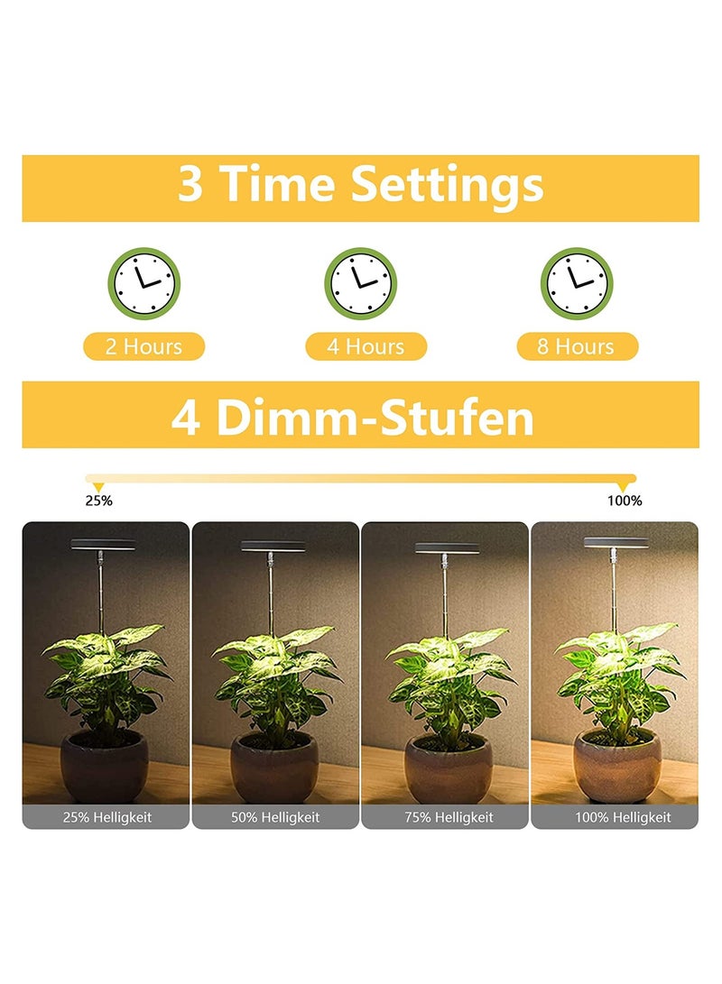 SYOSI LED Plant Lamp for Indoor, Full Spectrum 4 Brightness Plant Light with 2/4/8 Auto Timer, Height-Adjustable Growth Lamp for Seedlings and Succulents Flowers, Energy Class A, 2 Pcs, White