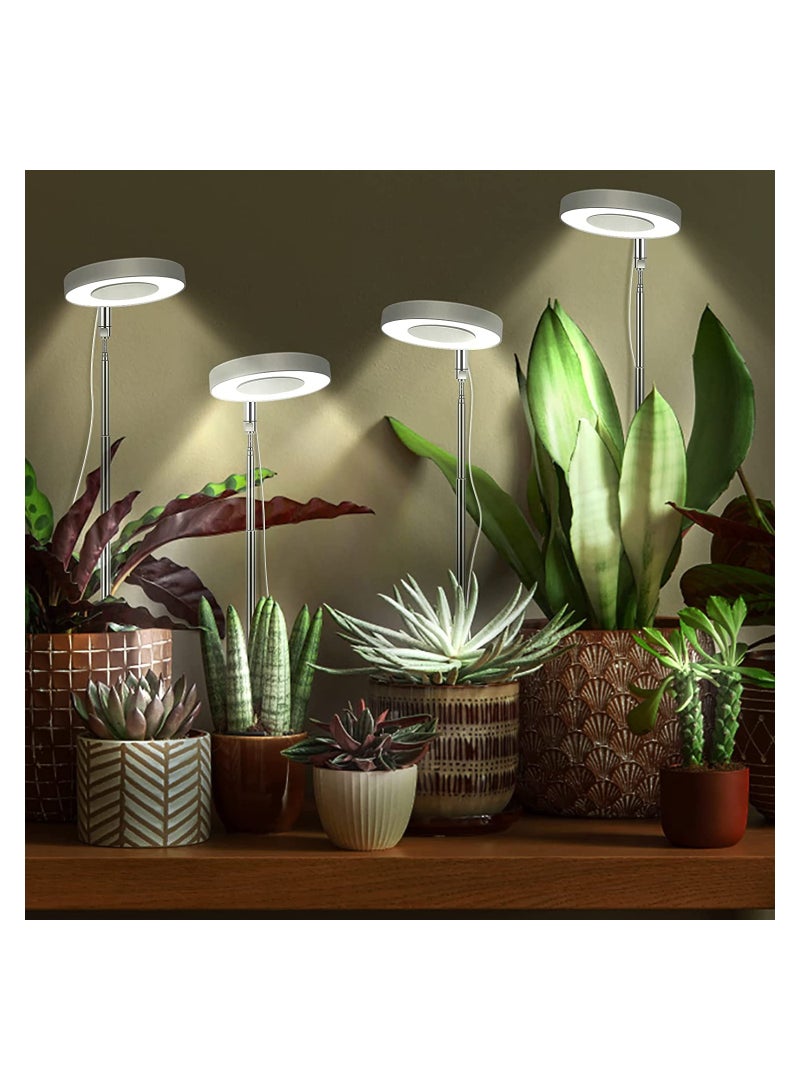 SYOSI LED Plant Lamp for Indoor, Full Spectrum 4 Brightness Plant Light with 2/4/8 Auto Timer, Height-Adjustable Growth Lamp for Seedlings and Succulents Flowers, Energy Class A, 2 Pcs, White