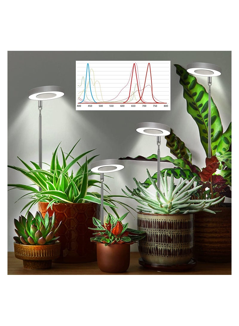 SYOSI LED Plant Lamp for Indoor, Full Spectrum 4 Brightness Plant Light with 2/4/8 Auto Timer, Height-Adjustable Growth Lamp for Seedlings and Succulents Flowers, Energy Class A, 2 Pcs, White