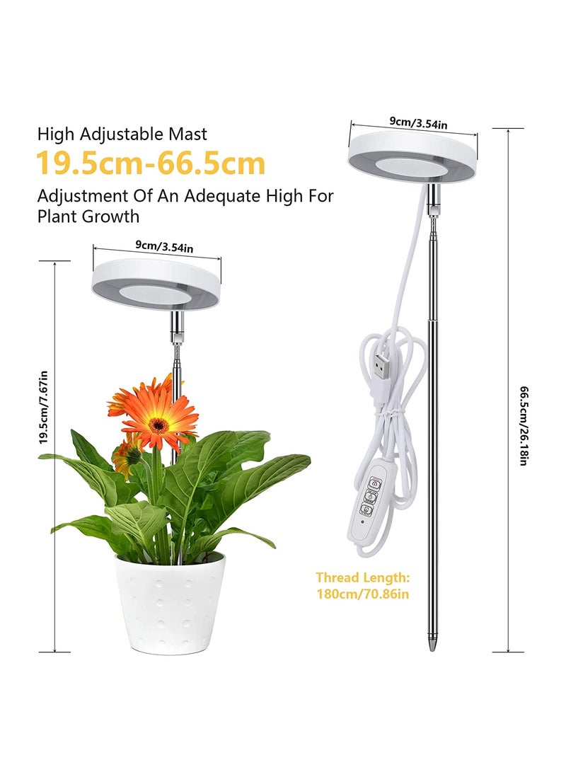 SYOSI LED Plant Lamp for Indoor, Full Spectrum 4 Brightness Plant Light with 2/4/8 Auto Timer, Height-Adjustable Growth Lamp for Seedlings and Succulents Flowers, Energy Class A, 2 Pcs, White
