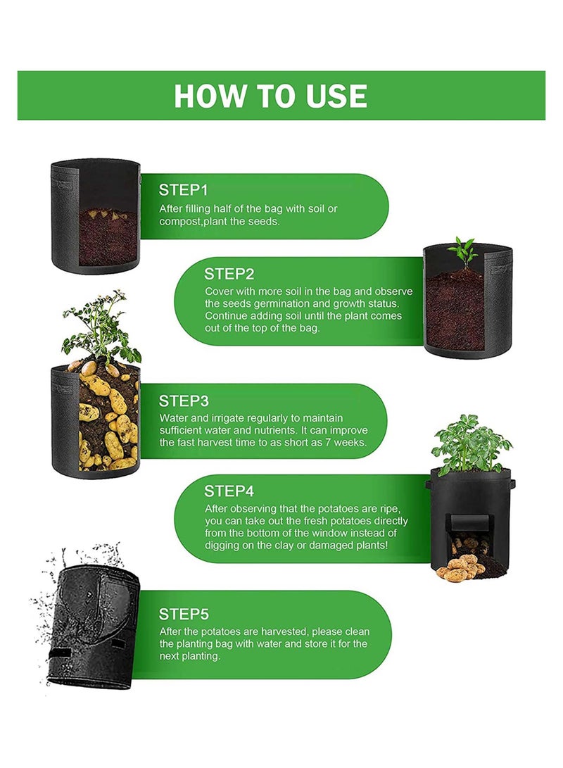 Potato Grow Bags 7 Gallon Plant Grow Bags with Flap Breathable Planting and Handles for Vegetables Flowers Tomato, Carrot, Gardening Plant Containers, 3Packs