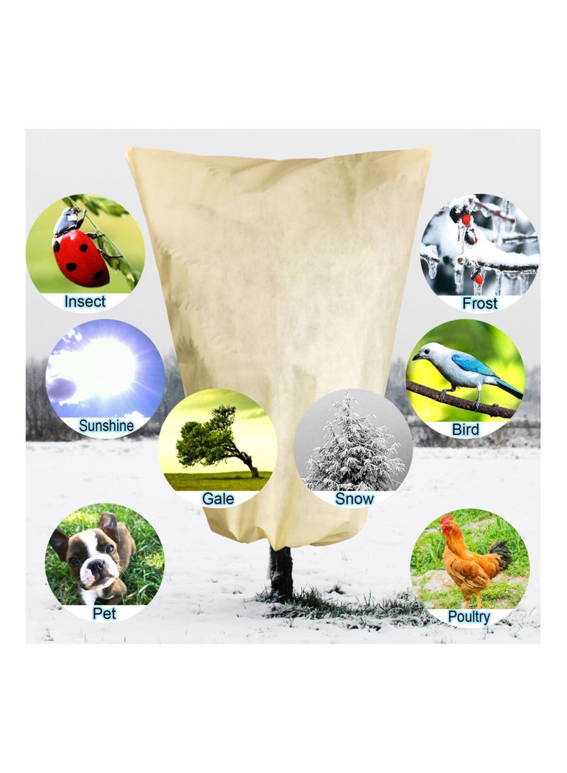 Plant Cover, Thicker Winter Oversize Plant Freeze Protection Drawstring Bags Frost Protection, Garden Shrub Jacket with Zipper for Fruit Trees, Easy Adjustment for Cold Weather(80 x 120 cm, 3 Pack)