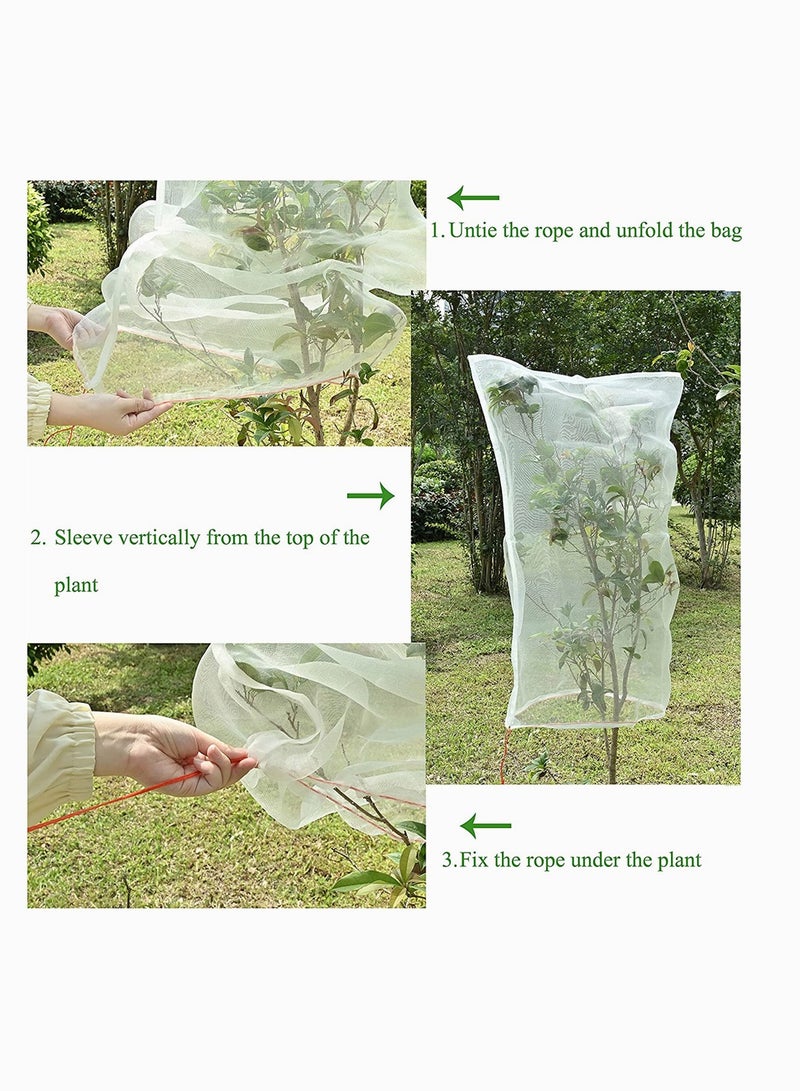 Plant Net Bags, SYOSI with Adjustable Drawstring Birds Netting Fruit Bags for Protectin Plants and Fruit Trees Flowers Garden Netting for Pest Barrier Bag Deer 4 Pieces