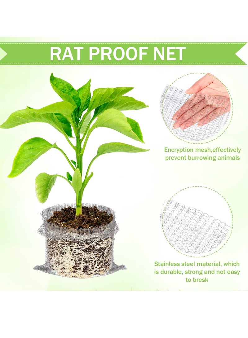 4 Pcs 5 Gallon Root Guard Gopher Proof Wire Baskets, Mole and Vole Mesh Wire Protection, Stainless Steel Underground Wire Baskets for Plant Root Protection