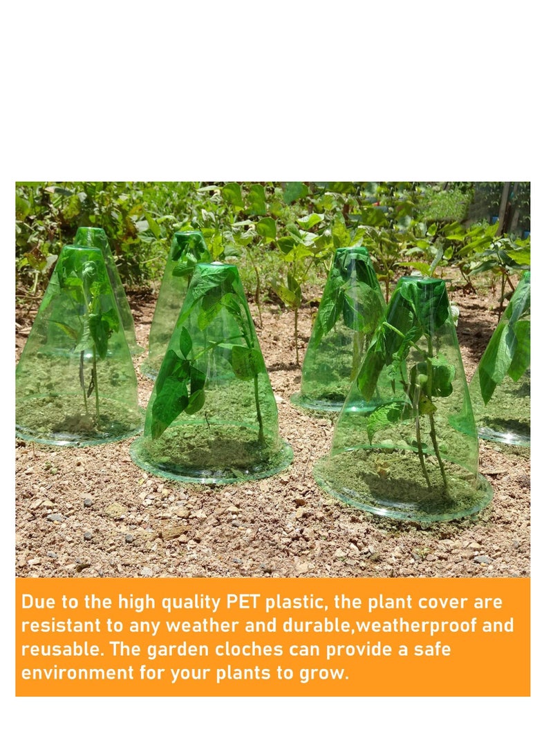 Garden Cloches for Plants, Reusable Plastic Small Plant Protector, Multifunctional Covers, Transparent Bell Jar to Protect Plants from Frost, Birds, Snail Damage Freeze Weather 12 Pack