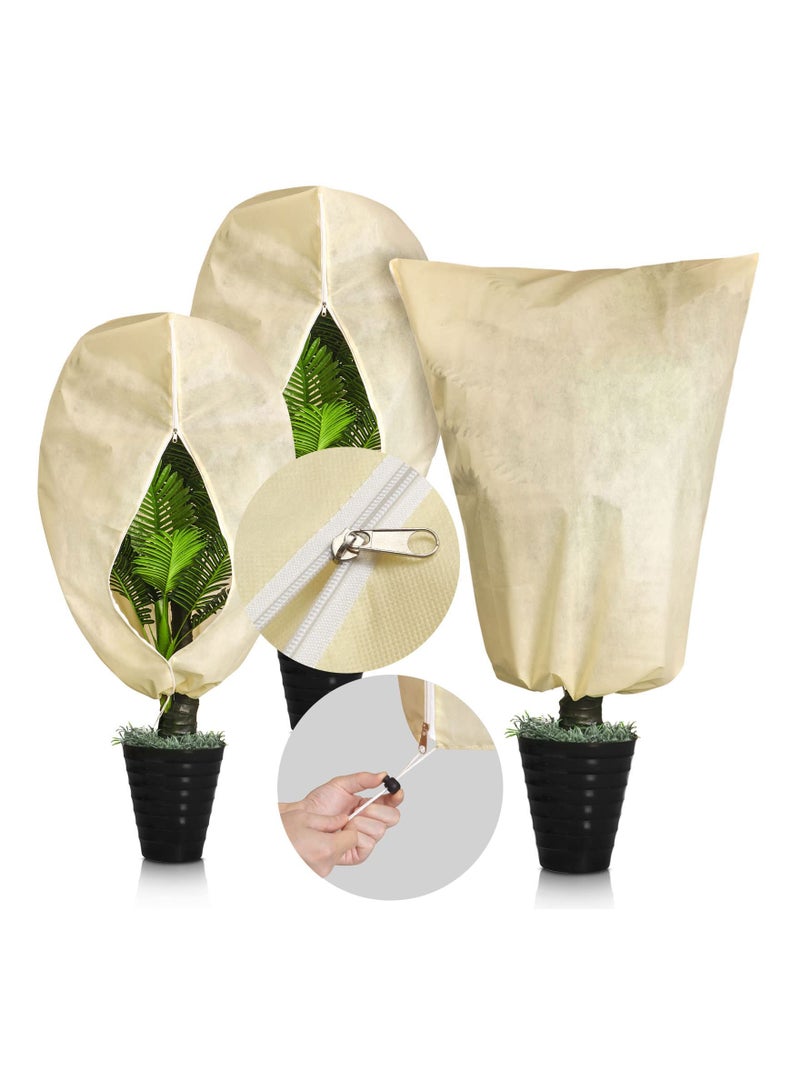 Plant Cover, Thicker Winter Oversize Plant Freeze Protection Drawstring Bags Frost Protection, Garden Shrub Jacket with Zipper for Fruit Trees, Easy Adjustment for Cold Weather(80 x 120 cm, 3 Pack)