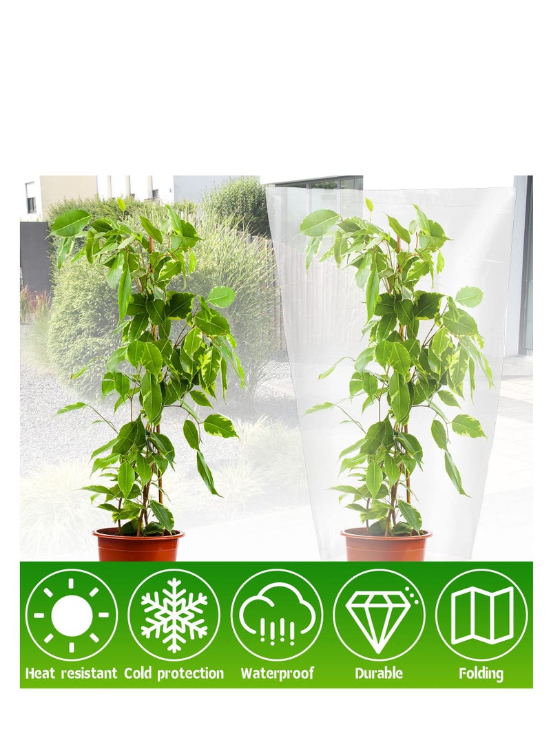 5 Pcs Plant Covers, Freeze Protection Winter Plant Film Cover, Plastic Clear Plant Shelter Bags, Waterproof Frost Cloth, for Outdoor Plants, Greenhouse, Garden, Rain Frost Protection