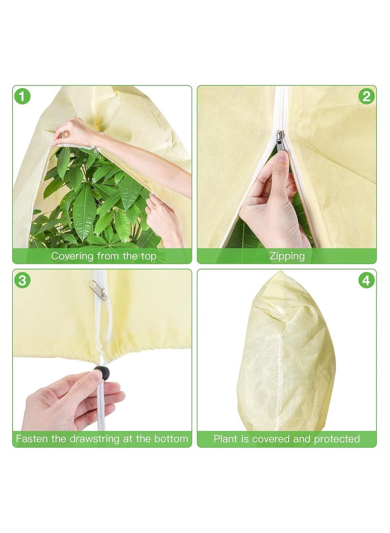 Plant Covers Freeze Protection 47.2”×70.8” Freeze Protection Winter Plant Film Cover with Zipper and Drawstring Reusable Waterproof Frost Protection Cloth for Outdoor Plants Fruit Tree Potted 4 Pack