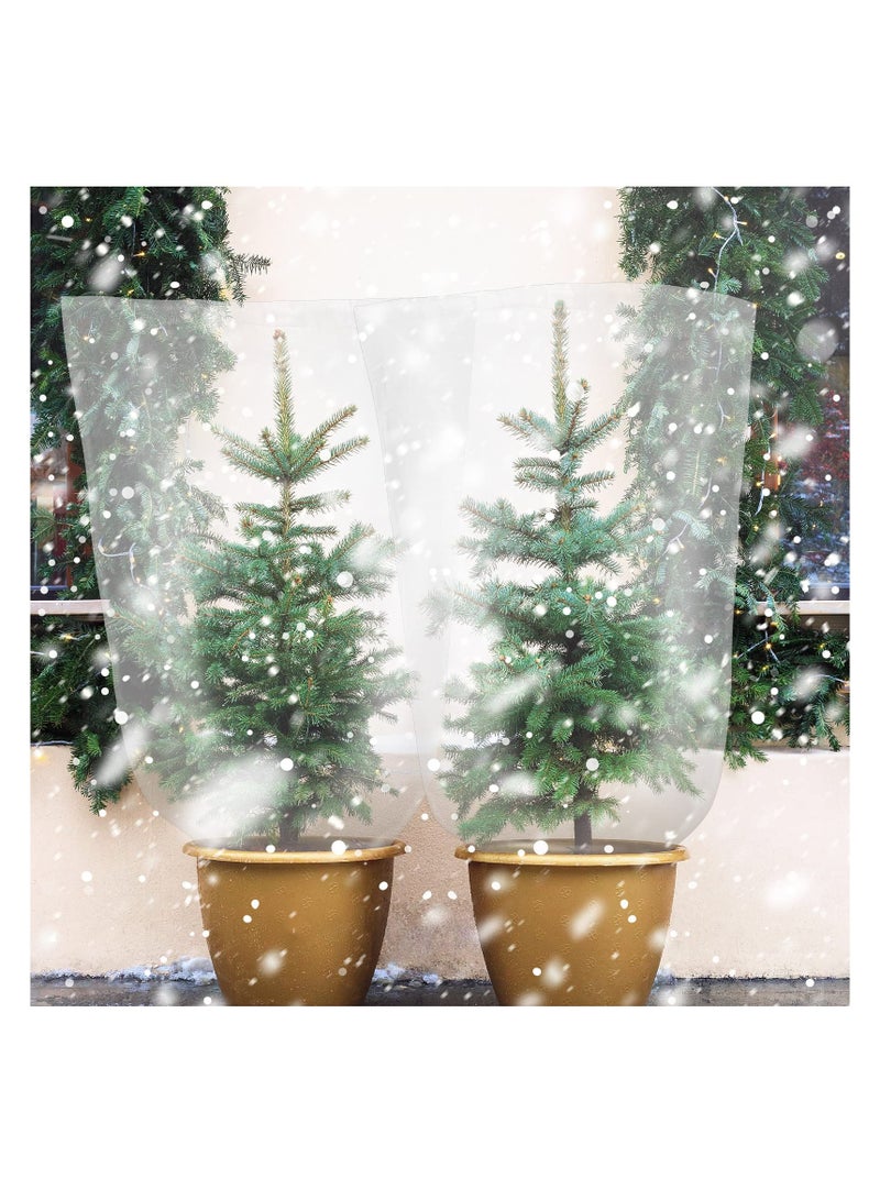 5 Pcs Plant Covers, Freeze Protection Winter Plant Film Cover, Plastic Clear Plant Shelter Bags, Waterproof Frost Cloth, for Outdoor Plants, Greenhouse, Garden, Rain Frost Protection