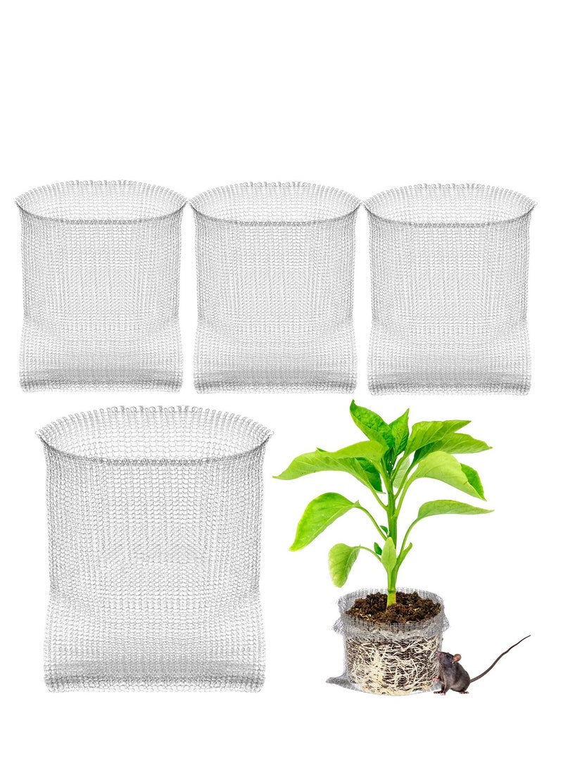 4 Pcs 5 Gallon Root Guard Gopher Proof Wire Baskets, Mole and Vole Mesh Wire Protection, Stainless Steel Underground Wire Baskets for Plant Root Protection