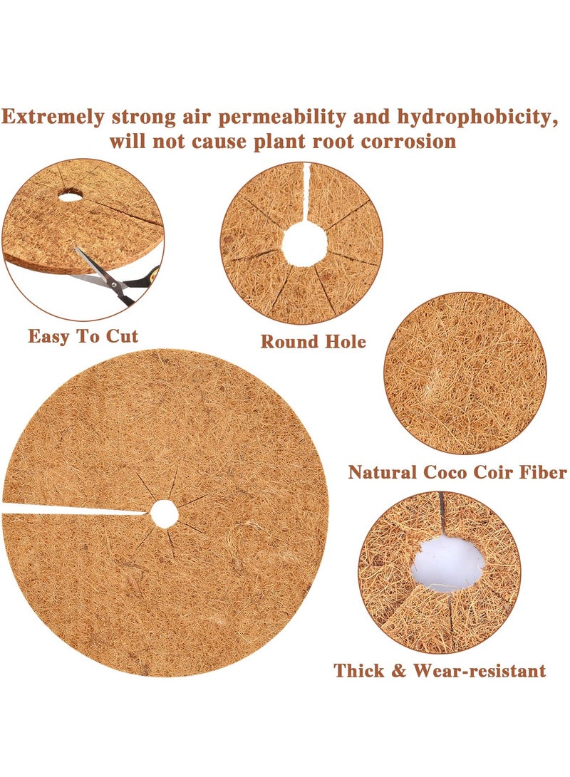 Coconut Fibers Tree Mulch Ring Mat 11.8 Inch Natural Coco Coir Tree Protection Mats for Cypress, Landscaping, Tree Disc Plant Cover, Soil Cover for Indoor Outdoor Plants 4pcs