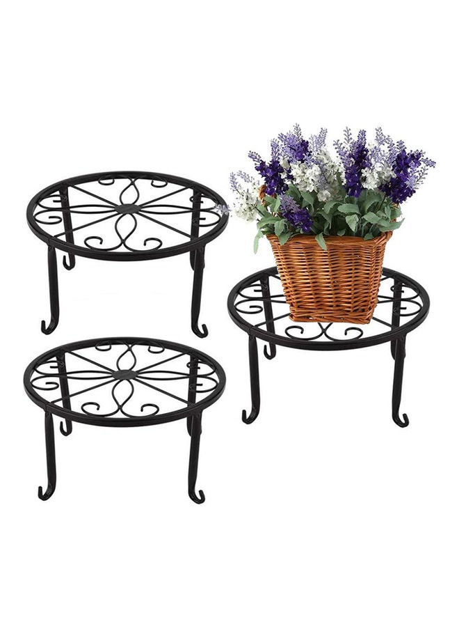 3-Pack Plant Floor Rack Stand Black 23x12.5x23cm