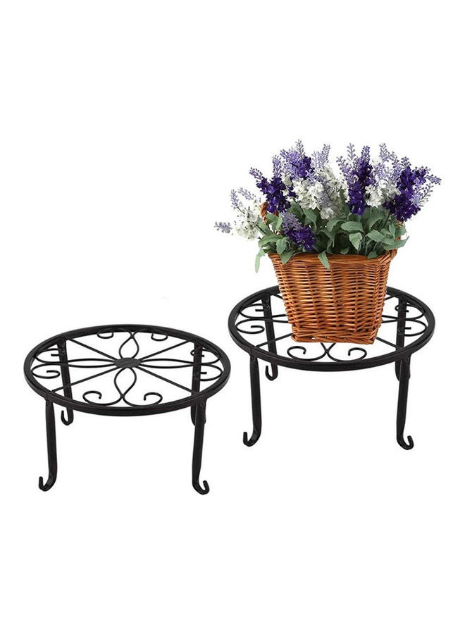 2-Pack Plant Floor Rack Stand Black 23x12.5x23cm