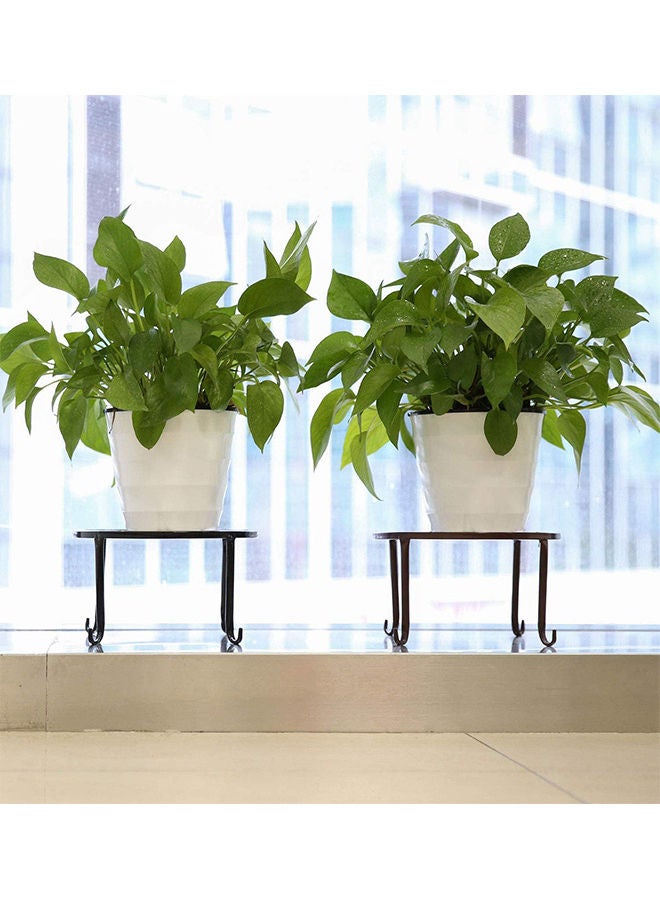 2-Pack Plant Floor Rack Stand Black 23x12.5x23cm