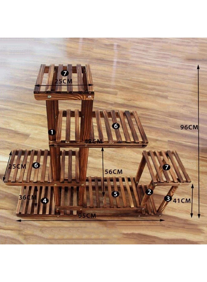 Multi-Tier Flower Pots Display Stand Brown 96x95cm