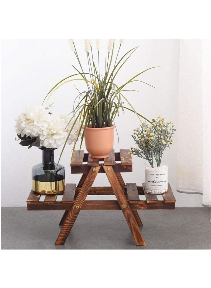 FFD Wooden Foldable Flower Stand Plant Pot Holder Decorative Small Plant Shelf Display Rack