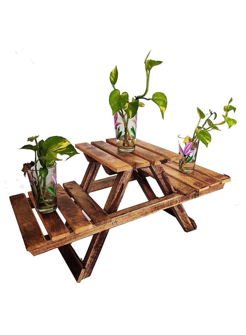 FFD Wooden Foldable Flower Stand Plant Pot Holder Decorative Small Plant Shelf Display Rack