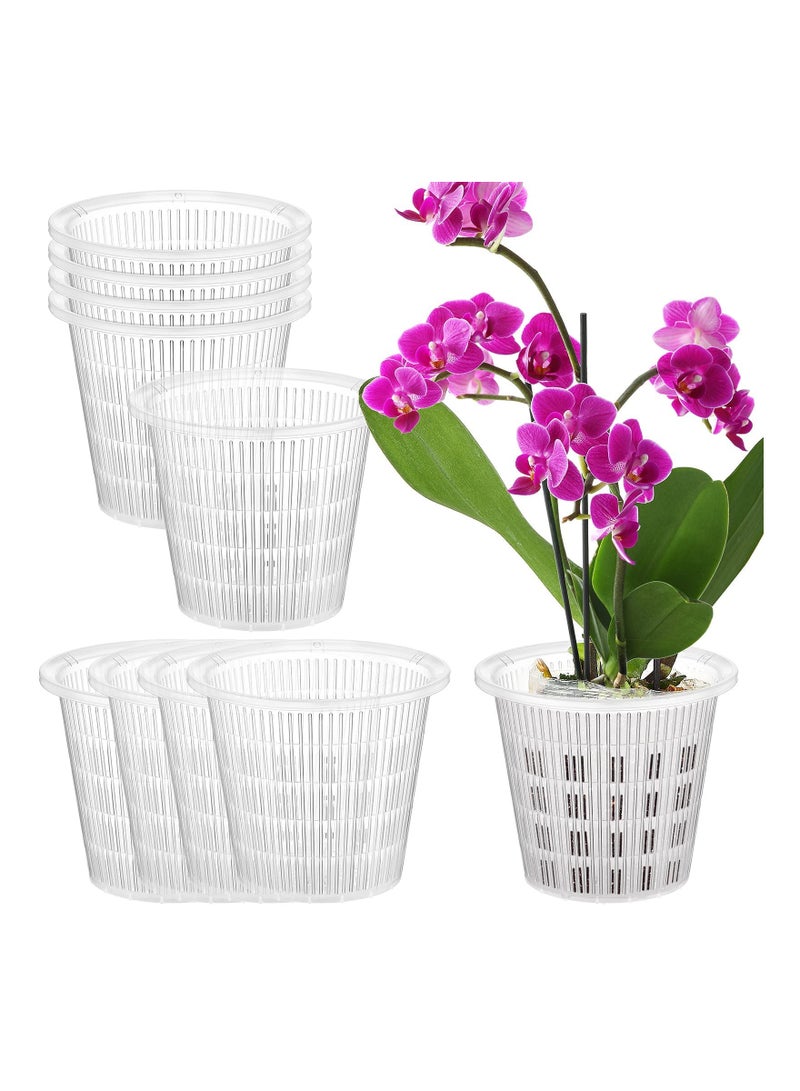 1 Pieces Clear Orchid Pot with Holes Set Orchid Breathable Slotted Clear Plastic Plant Pot Outdoor and Indoor Use (White,5.5 Inches)