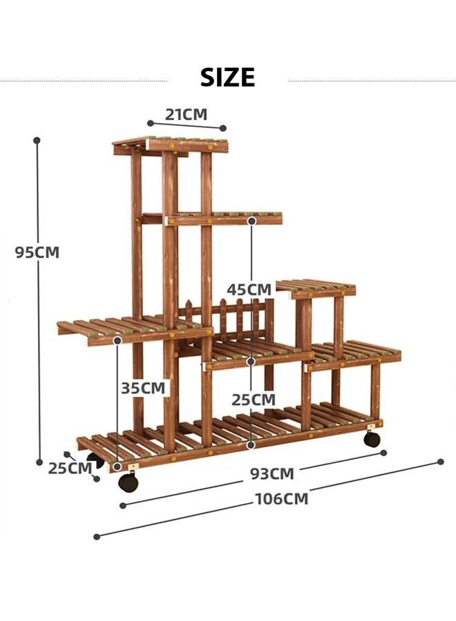 Multi-Layer Balcony Storage Shelf With Wheels 106 x 25 x 95 cm