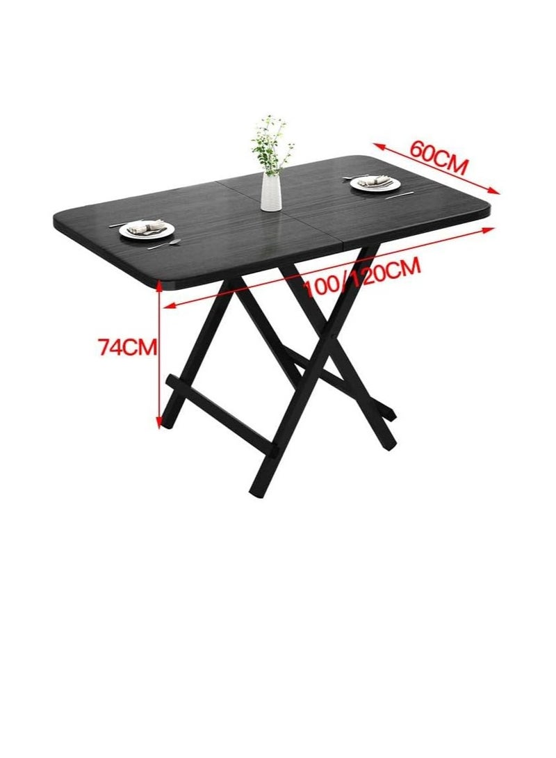 Foldable Picnic Table, Portable Camping Table Desk Simple Design Space Saving Dinner Table, Heavy Duty Collapsible Folding Dining Table for Home Living Room Kitchen Garden (White, 100CM)