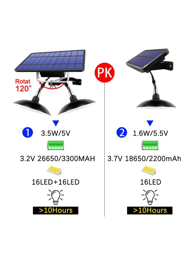 Double Head Solar Light Black 19.7x11.7centimeter