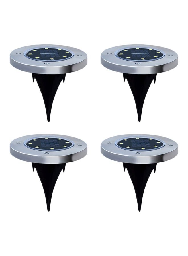 4-Piece Solar Powered Outdoor Light Set Black/Silver