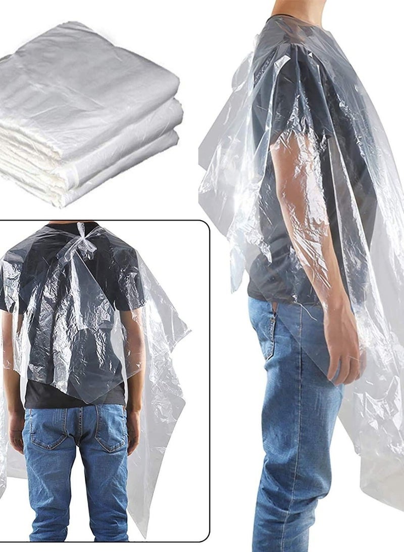 Bulk Pack of 100 Disposable Clear Hairdressing Capes, Waterproof Salon Hairdressing Gown, Perfect for Hair Styling, Cutting, Household Cleaning, Suitable for Adults and Kids