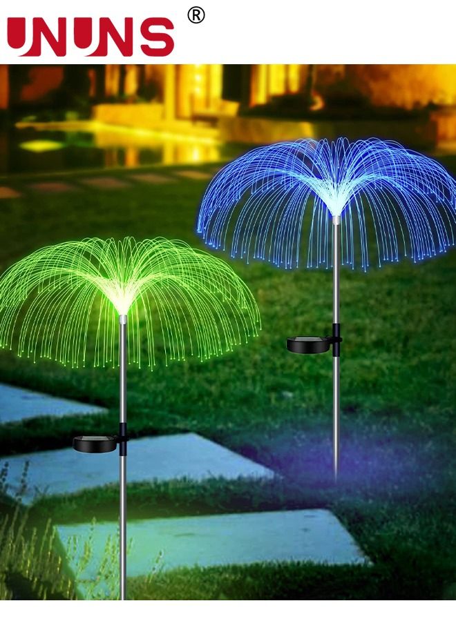 Solar Garden Lights,2 Pack Solar Powered Jellyfish Flowers Lights With 7 Colors Change,Waterproof Solar Lights For Yard Patio Pathway Decor