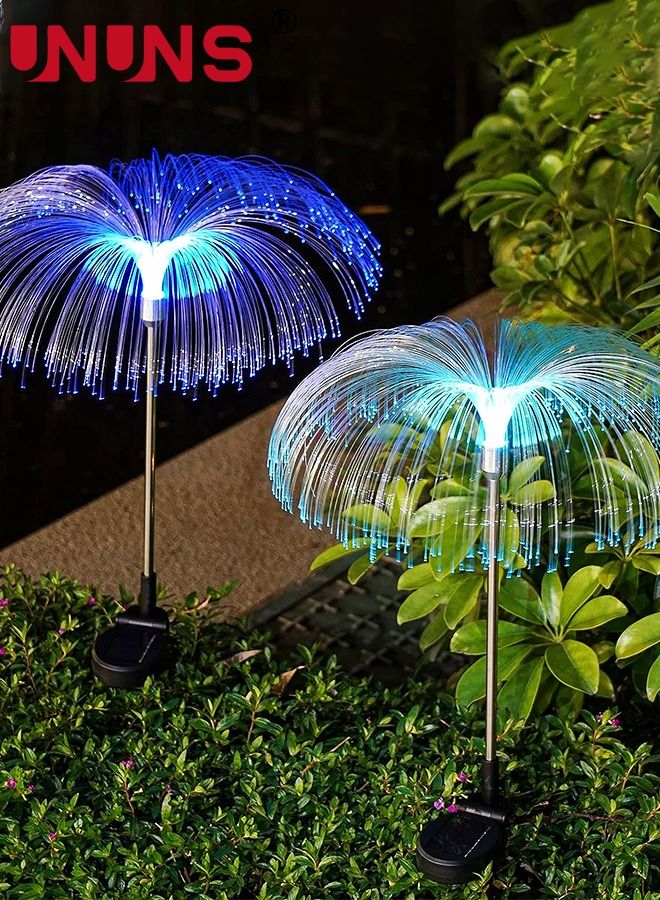 Solar Garden Lights,2 Pack Solar Powered Jellyfish Flowers Lights With 7 Colors Change,Waterproof Solar Lights For Yard Patio Pathway Decor