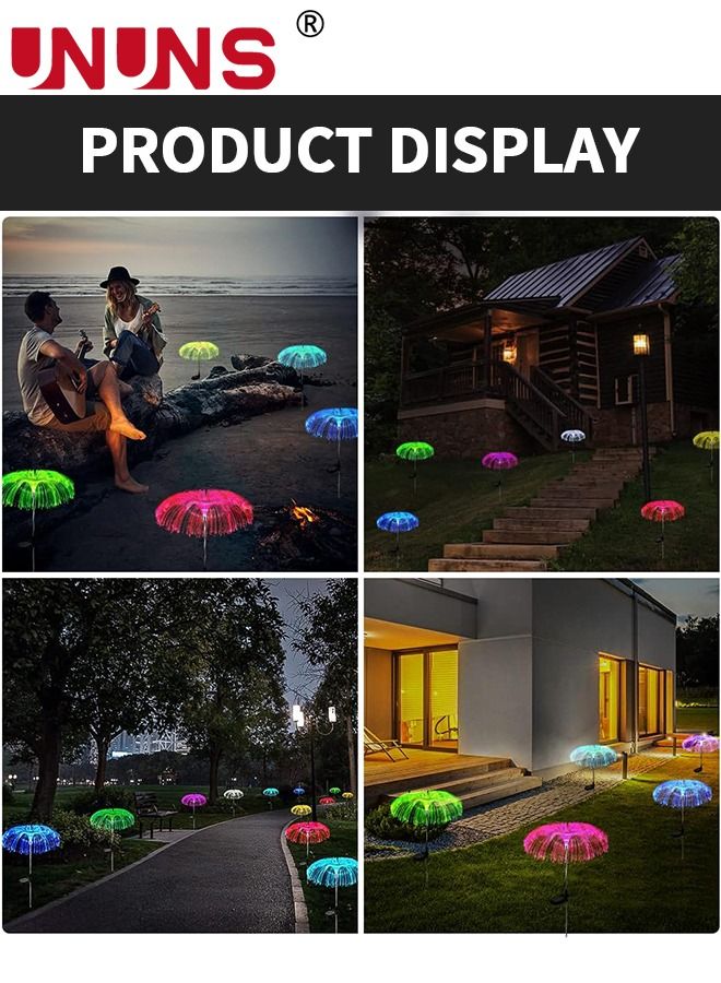 Solar Garden Lights,2 Pack Solar Powered Jellyfish Flowers Lights With 7 Colors Change,Waterproof Solar Lights For Yard Patio Pathway Decor