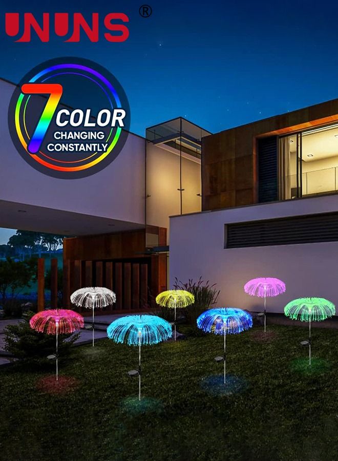 Solar Garden Lights,2 Pack Solar Powered Jellyfish Flowers Lights With 7 Colors Change,Waterproof Solar Lights For Yard Patio Pathway Decor