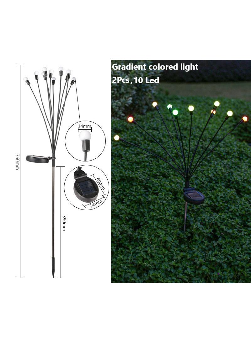 2 Pack Total 20 Led Gradient Colored Light Solar Firefly Lights Solar Lights Outdoor Waterproof Ip65 Starburst Swaying Solar Firefly Lights Solar Pathway Lights For Path Landscape Garden Yard Patio