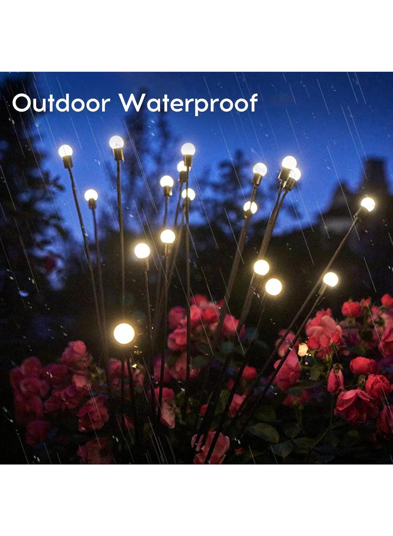 2 Pack Total 16 Led Warm Light Solar Firefly Lights Solar Lights Outdoor Waterproof Ip65 Starburst Swaying Solar Firefly Lights Solar Pathway Lights For Path Landscape Garden Yard Patio