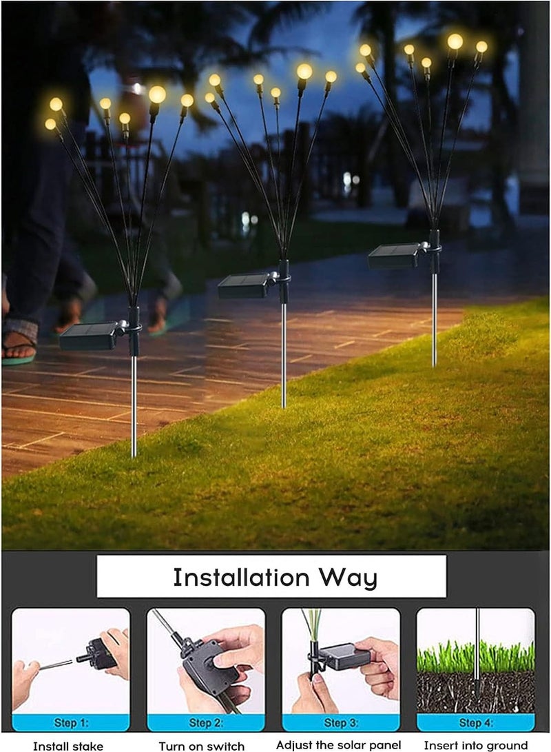 2 Pack Total 20 Led Gradient Colored Light Square Base Solar Firefly Lights Solar Lights Outdoor Waterproof Ip65 Starburst Swaying Solar Firefly Lights Solar Pathway Lights For Path Landscape Garden