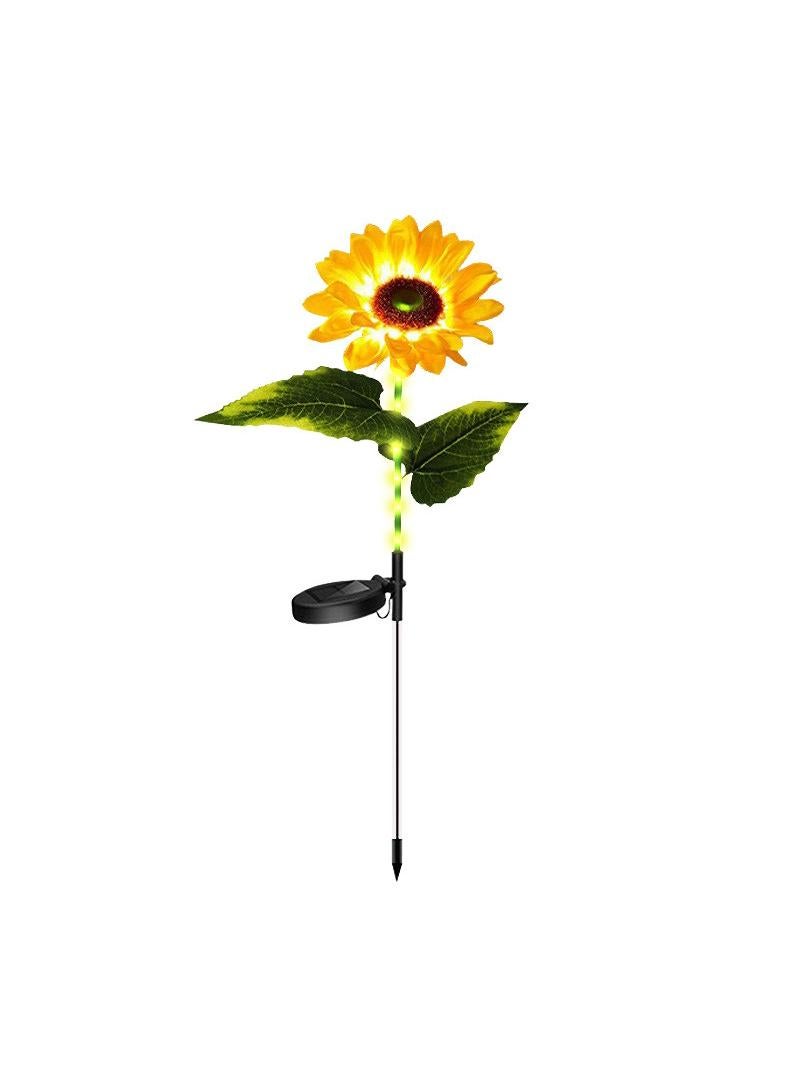 2 Pcs Outdoor Solar Powered Single Head Sunflower Flower Lamp Courtyard Garden Lawn Decoration Ground Insertion Lamp Simulation Landscape Plant Atmosphere Lamp